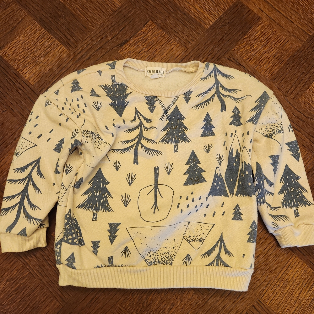 Kids Cream and Blue Tree Pattern Sweatshirt